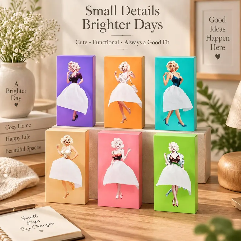 Ifchooseu - Girl Tissue Box Holder | Elegant Skirt Figurine Tissue Dispenser | Cute Tabletop Decor for Home, Car, Office Gift
