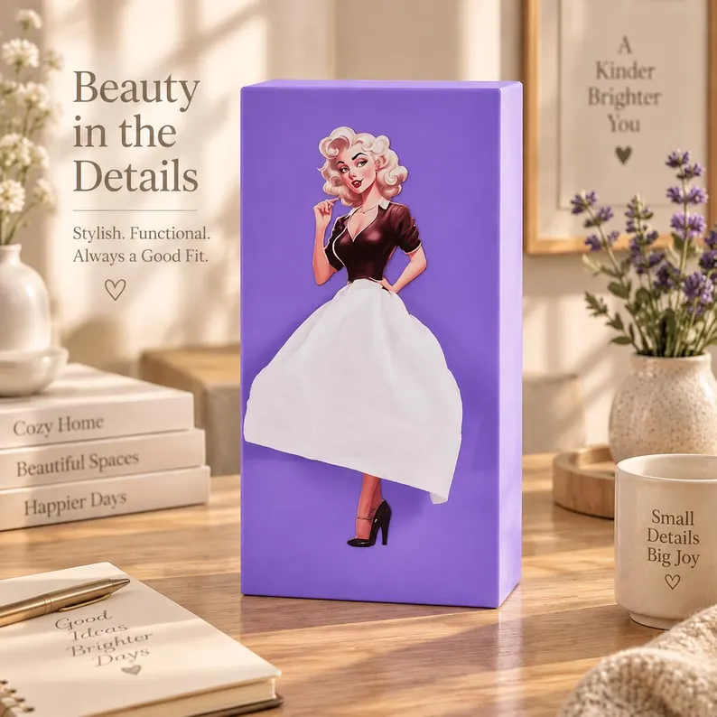 Ifchooseu - Girl Tissue Box Holder | Elegant Skirt Figurine Tissue Dispenser | Cute Tabletop Decor for Home, Car, Office Gift