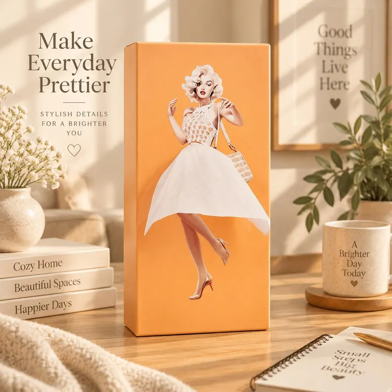 Ifchooseu - Girl Tissue Box Holder | Elegant Skirt Figurine Tissue Dispenser | Cute Tabletop Decor for Home, Car, Office Gift