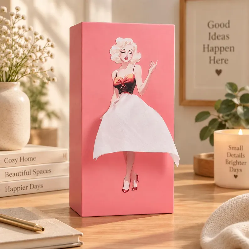 Ifchooseu - Girl Tissue Box Holder | Elegant Skirt Figurine Tissue Dispenser | Cute Tabletop Decor for Home, Car, Office Gift