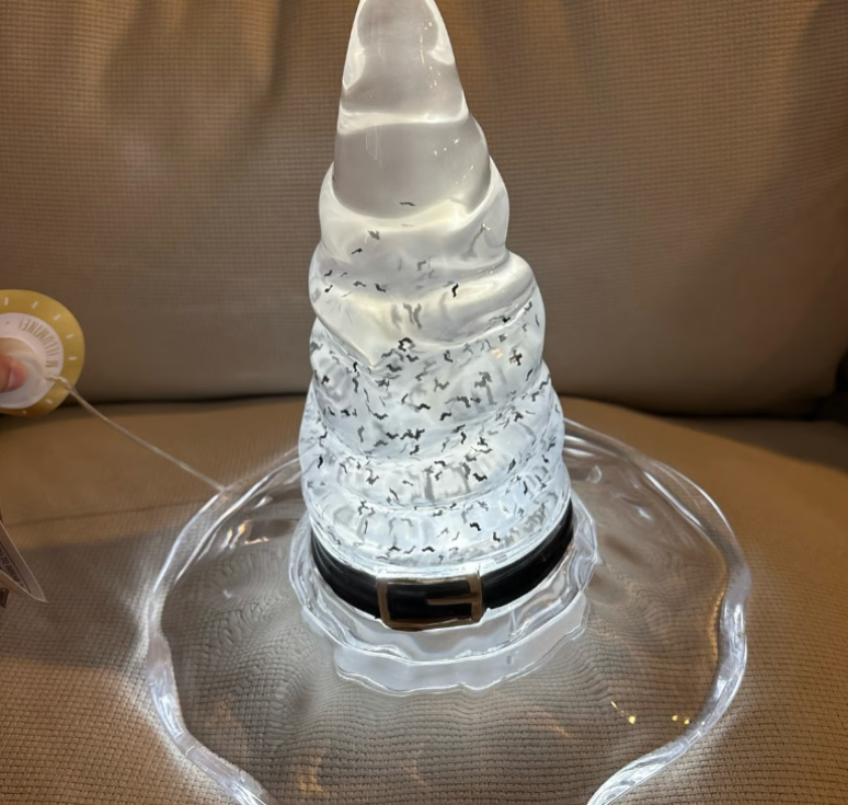 Free Shipping - Eerie Charm 12” LED Waterglobe Witch Hat / Swirling Bats & Black Glitter