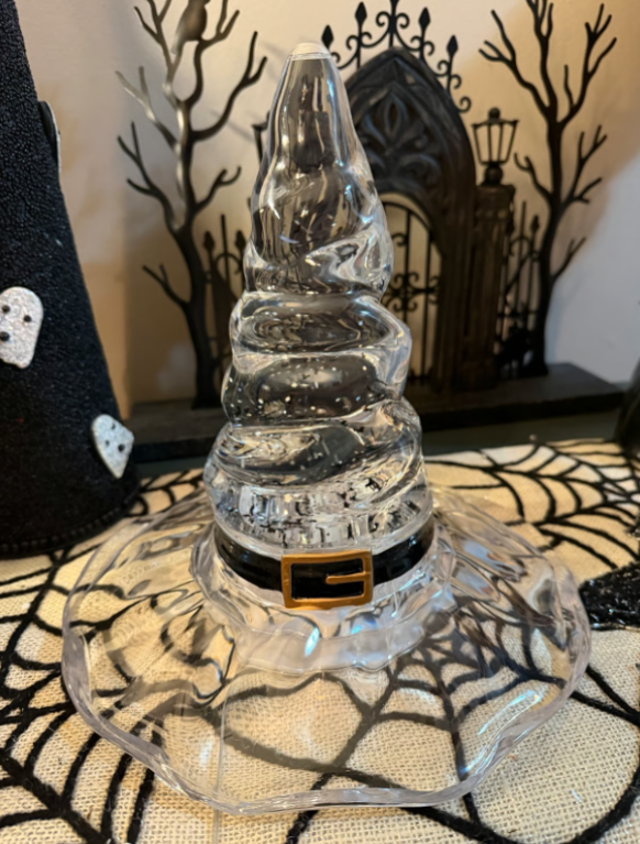 Free Shipping - Eerie Charm 12” LED Waterglobe Witch Hat / Swirling Bats & Black Glitter