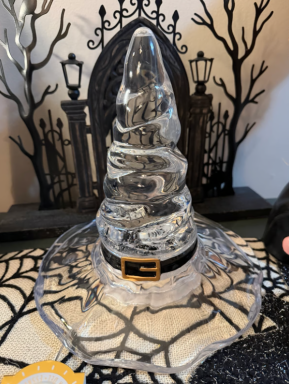 Free Shipping - Eerie Charm 12” LED Waterglobe Witch Hat / Swirling Bats & Black Glitter