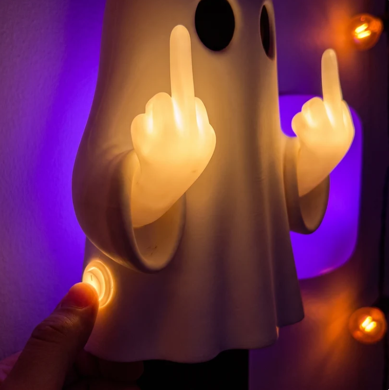 Funny Middle Finger Ghost Sconce Light Halloween Wall Decor Lamp