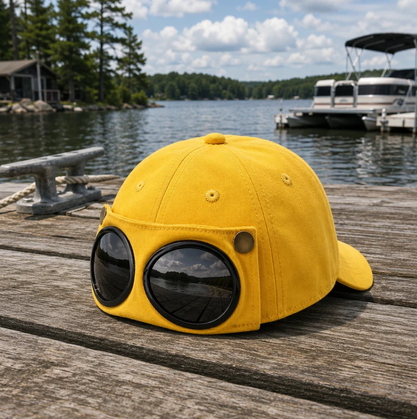 2-in-1 Baseball Cap with Flip-Up Sunglasses – Adjustable Sun Protection Hat for Kids & Adults