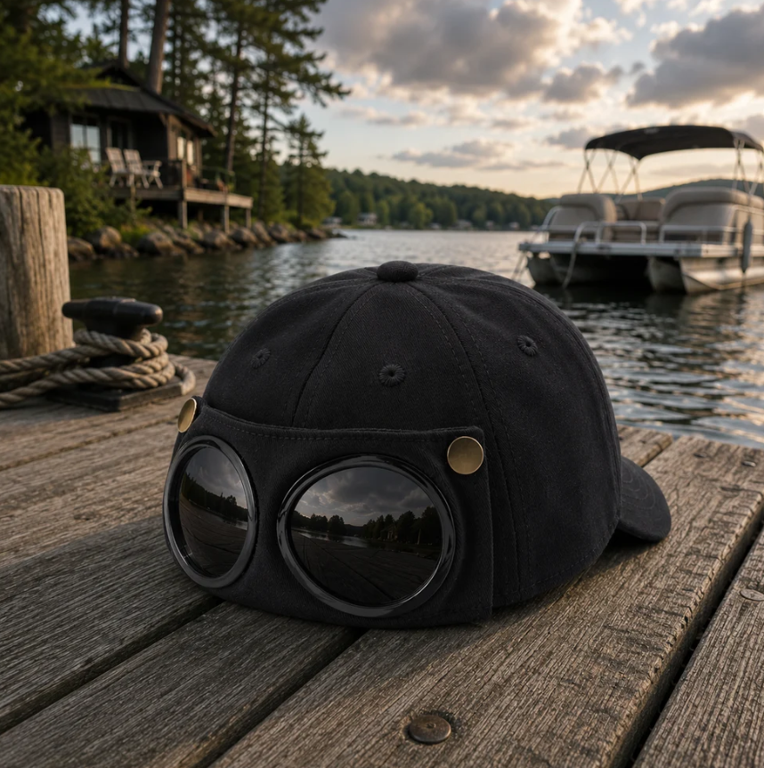 2-in-1 Baseball Cap with Flip-Up Sunglasses – Adjustable Sun Protection Hat for Kids & Adults