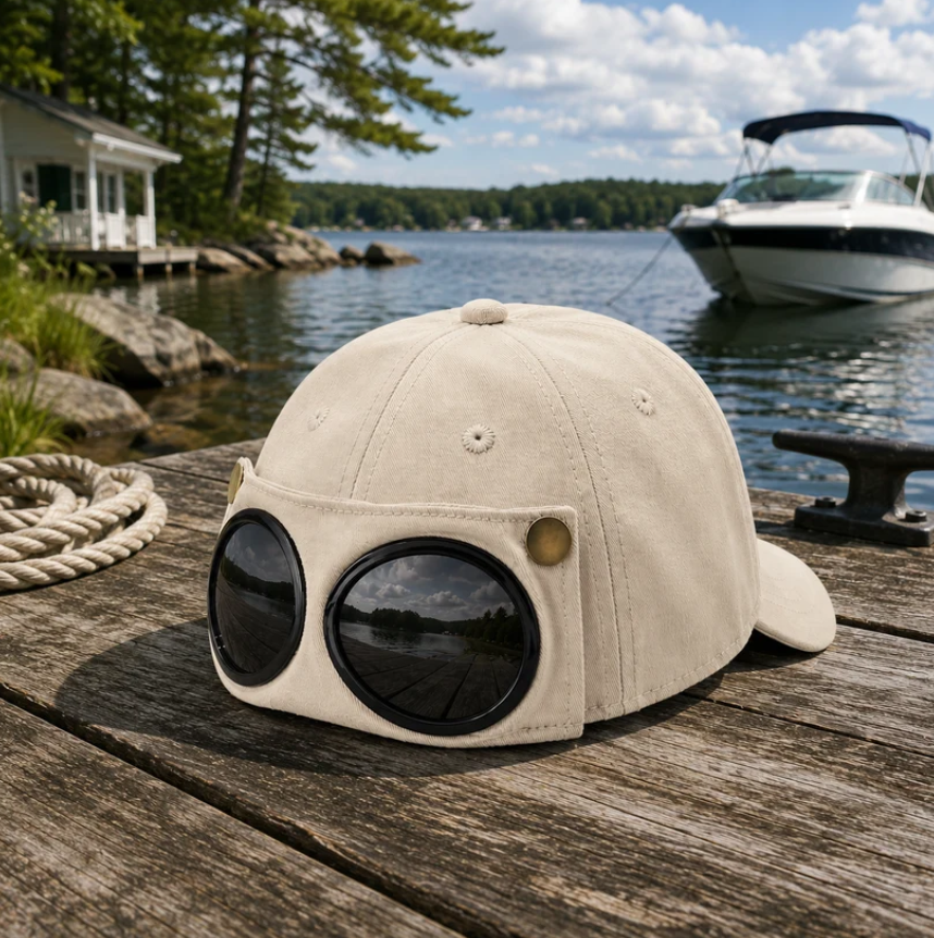 2-in-1 Baseball Cap with Flip-Up Sunglasses – Adjustable Sun Protection Hat for Kids & Adults