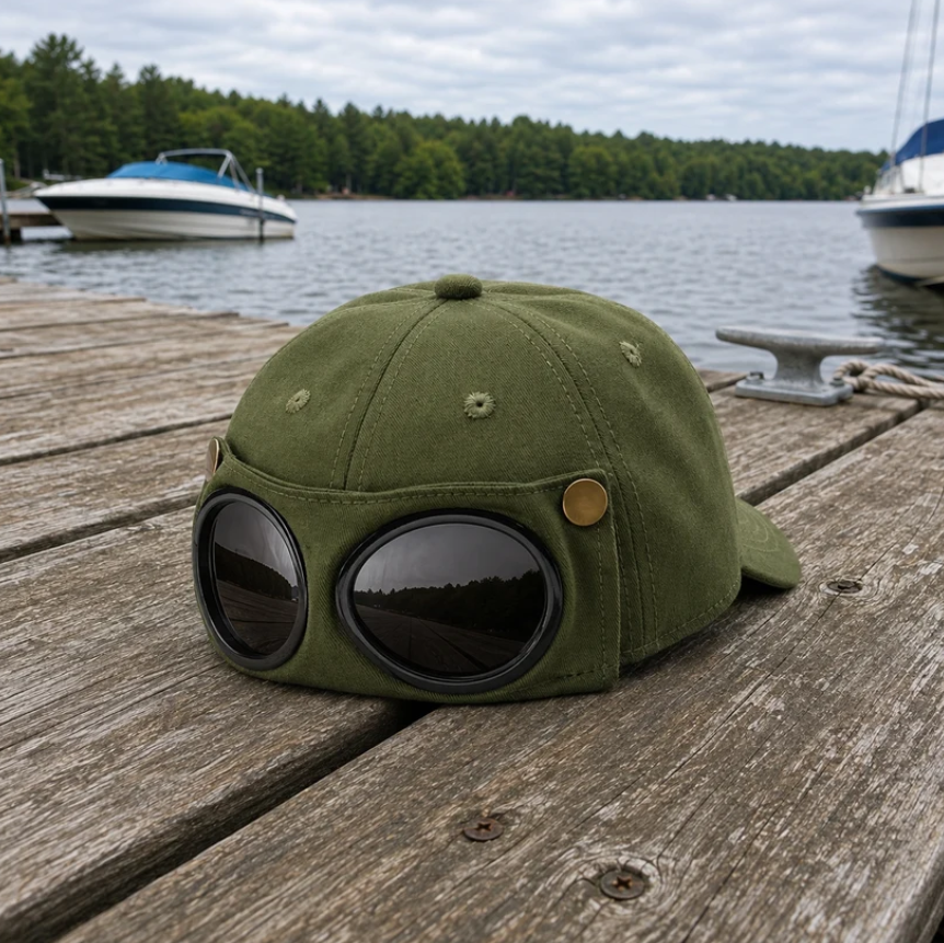 2-in-1 Baseball Cap with Flip-Up Sunglasses – Adjustable Sun Protection Hat for Kids & Adults