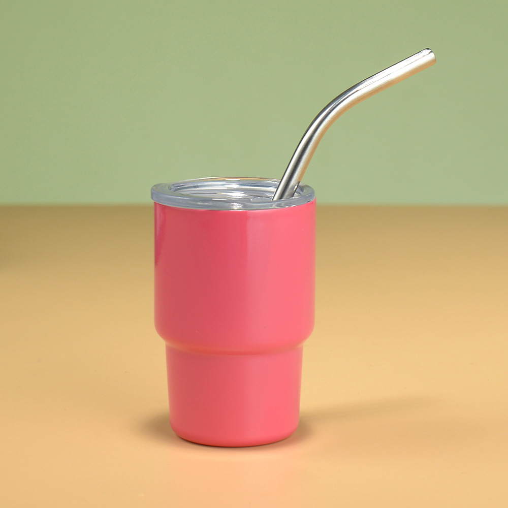💖Cute 3oz Mini Stainless Steel Car Cups With Straw and Lid