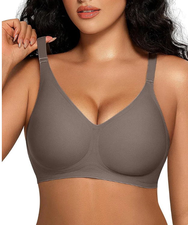 Nude Wireless Full Coverage Bra Adjustable Wide Strap High Stretch Seamless Support Bra