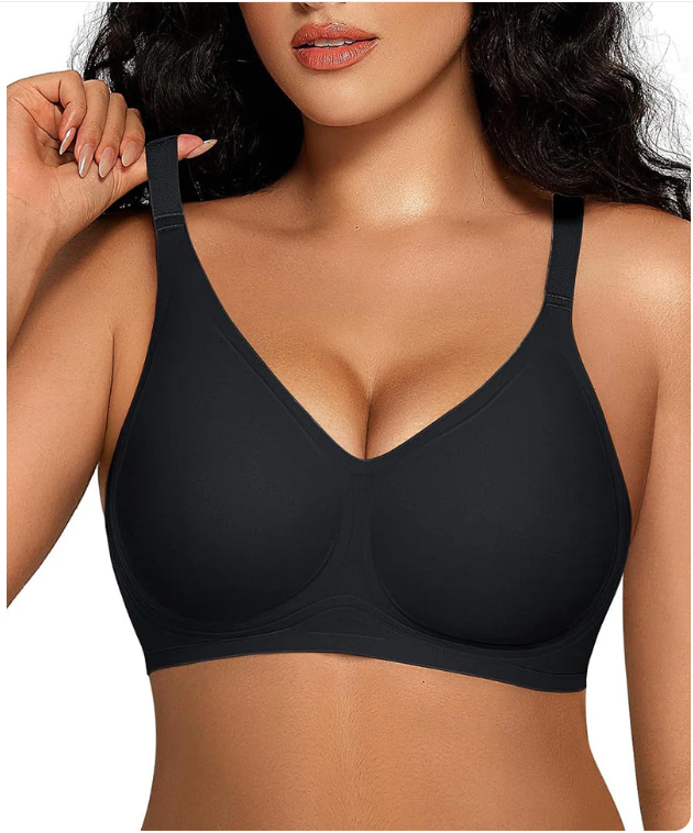 Nude Wireless Full Coverage Bra Adjustable Wide Strap High Stretch Seamless Support Bra