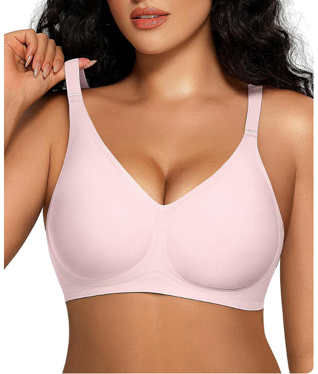 Nude Wireless Full Coverage Bra Adjustable Wide Strap High Stretch Seamless Support Bra