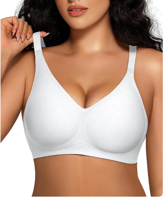 Nude Wireless Full Coverage Bra Adjustable Wide Strap High Stretch Seamless Support Bra