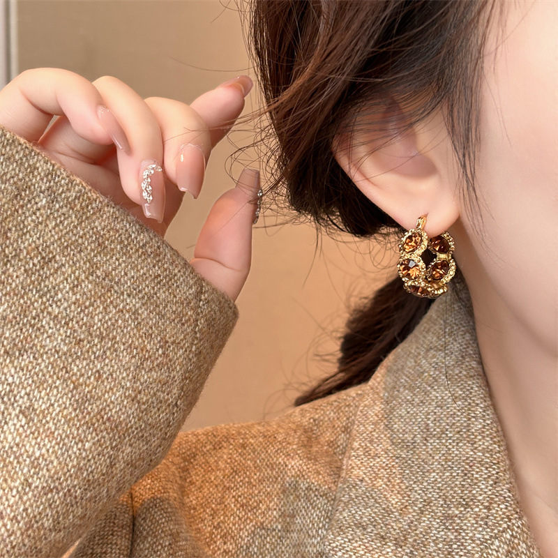 French Crystal Hoop Earrings