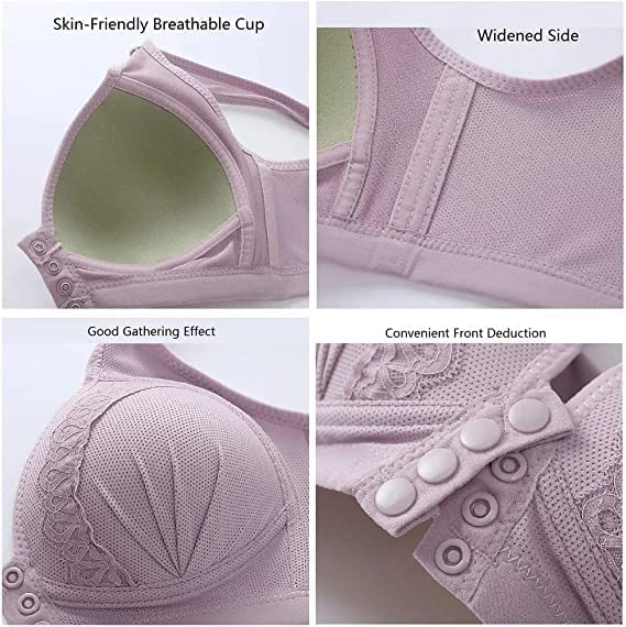 -Front Button Breathable Skin-Friendly Bra