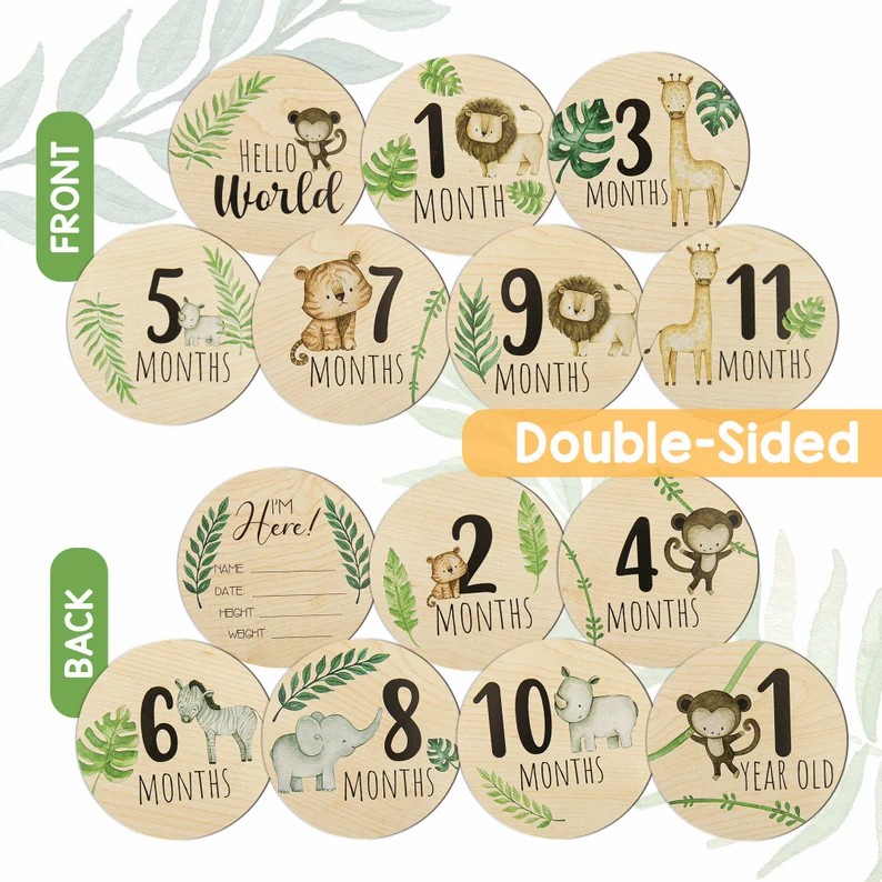 Hello World Monthly Milestone Cards-Newborn Baby Gift
