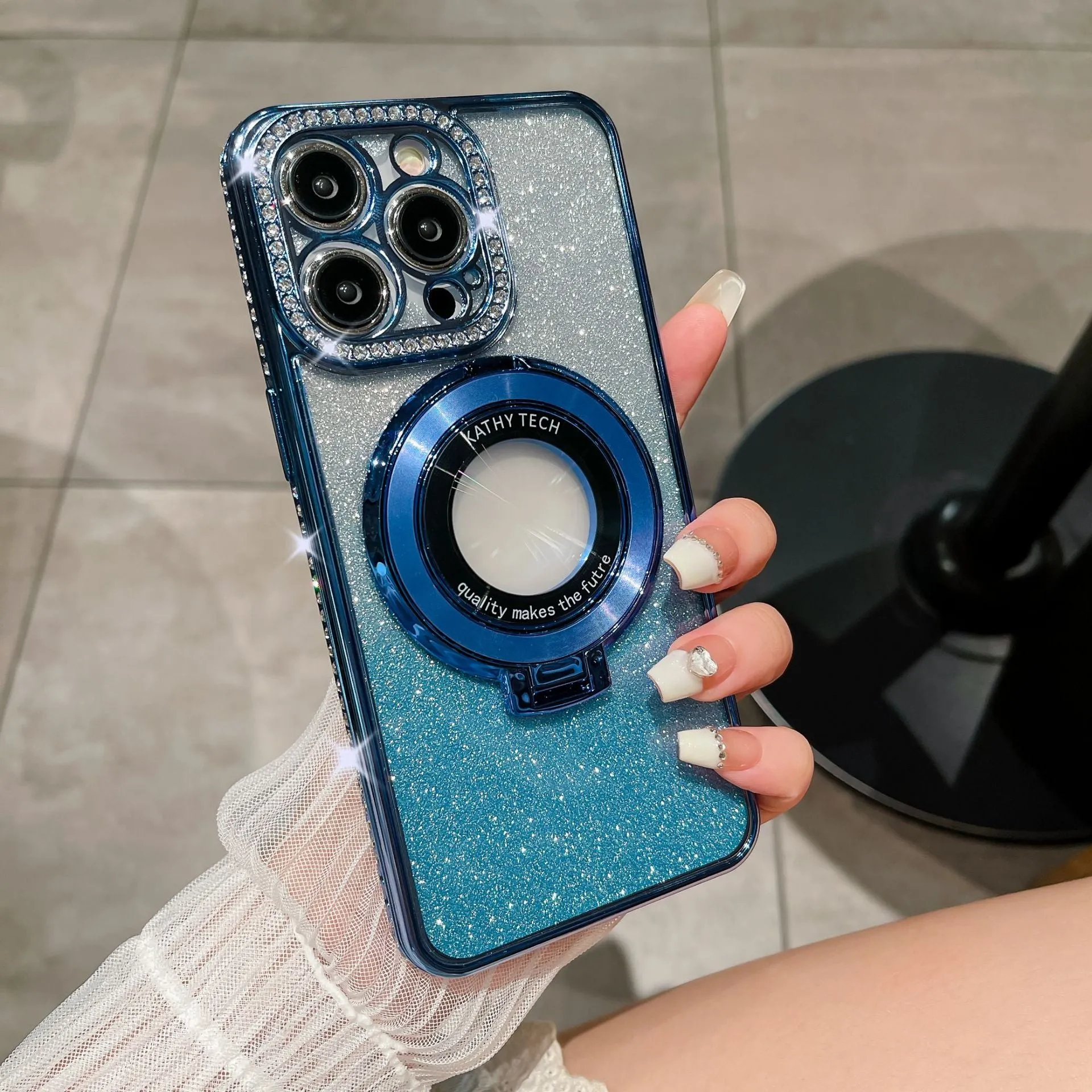 💝Valentine's Day Gifts - ✨Glitter Diamond Magnetic Ring Holder Case For IPHONE
