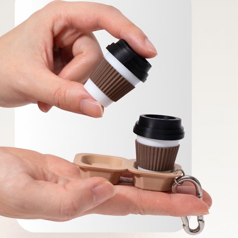 Mini Takeaway Coffee Cup Keychain | Portable Coffee Capsule Storage Holder