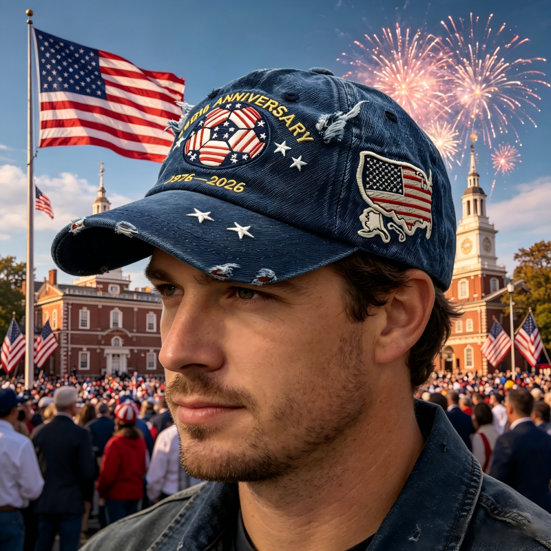 250th US Independence × 2026 World Cup Limited Vintage Denim Baseball Cap