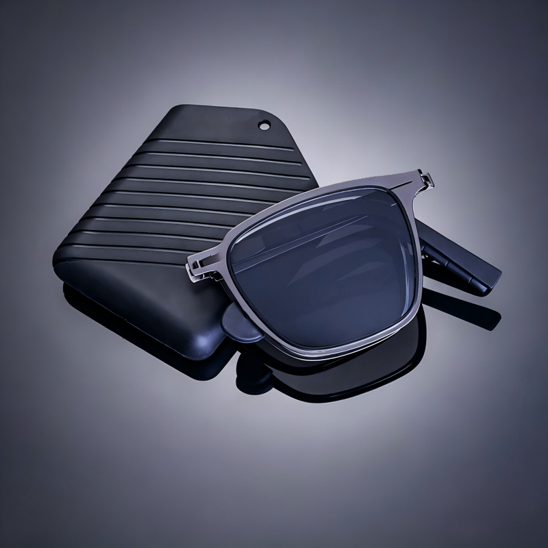 Ultra Slim Foldable Polarized Metal Square Sunglasses | Portable Travel Pocket Sunnies For Men & Women