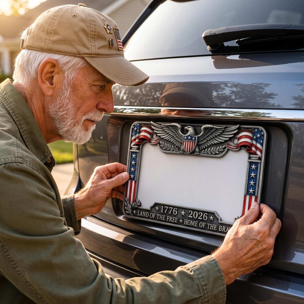 250th Anniversary Metal License Plate Frame, American Independence Day Car Decor 