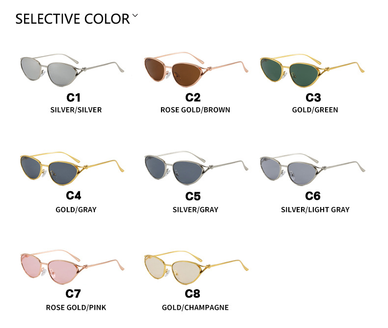 Y2K Vintage Thin Metal Cat Eye Sunglasses Product Page