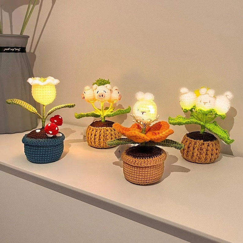 Crochet Animal Light-Crochet Flower Night Light