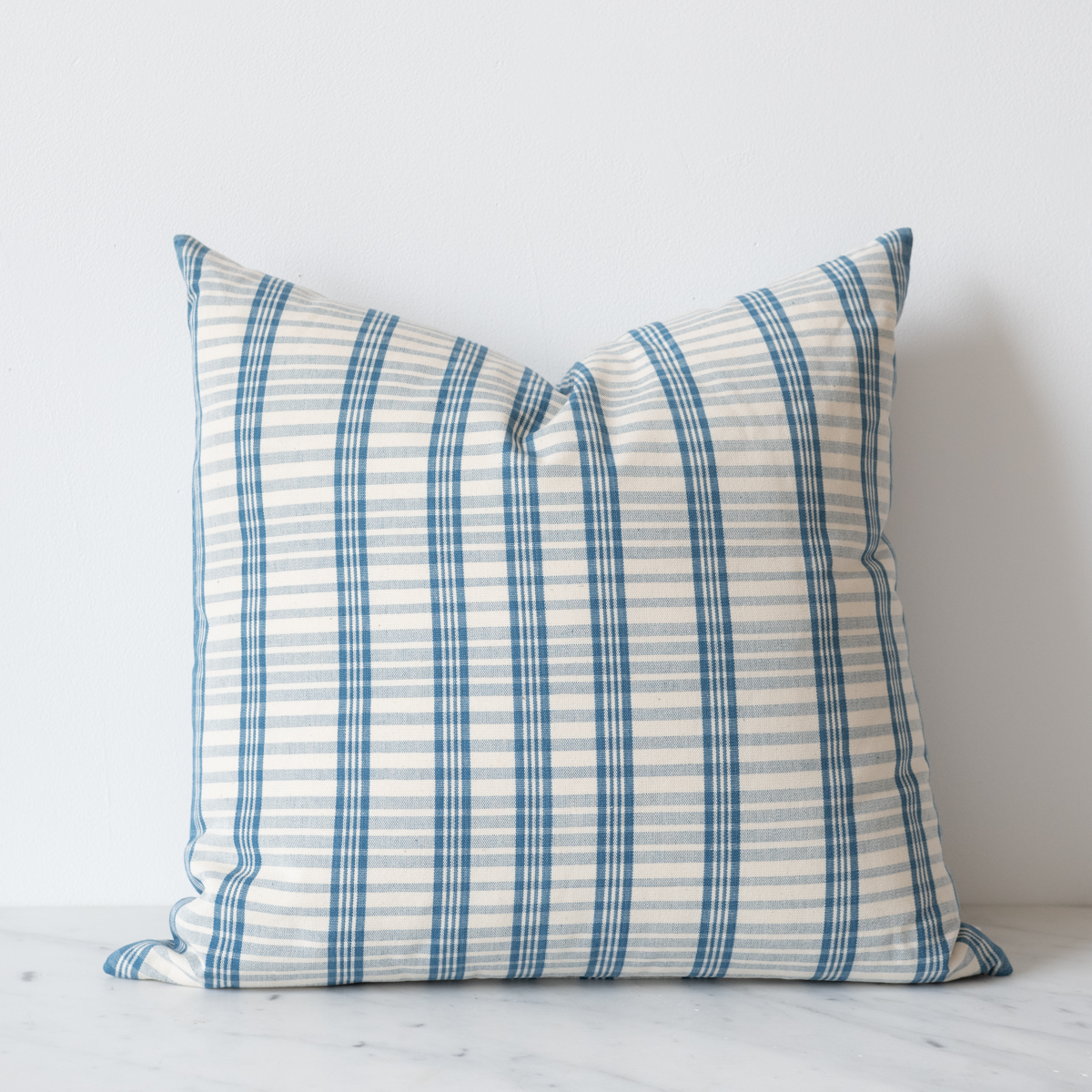 indigo plaid cushion with insert – 20′′x20′′
