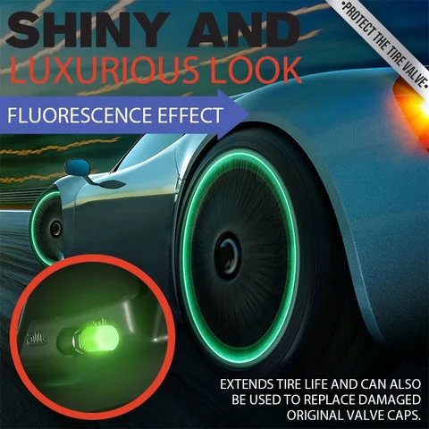 😎Cool Fluorescent Tire Valve Caps-Be the King in the Dark⚡