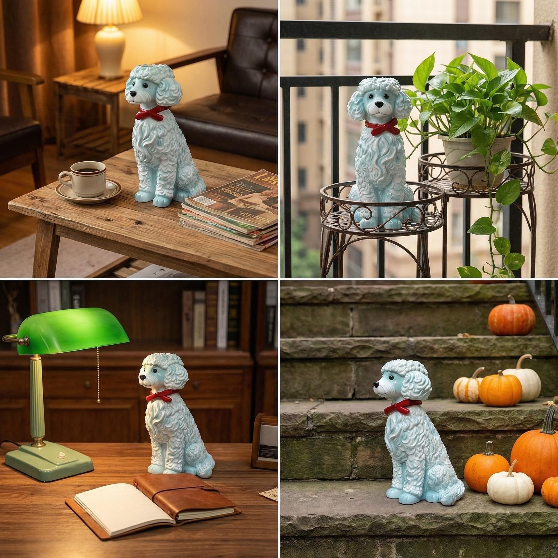 🐾 Blue Poodle Ceramic Vase - A Whimsical Home Accent for Dog Lovers
