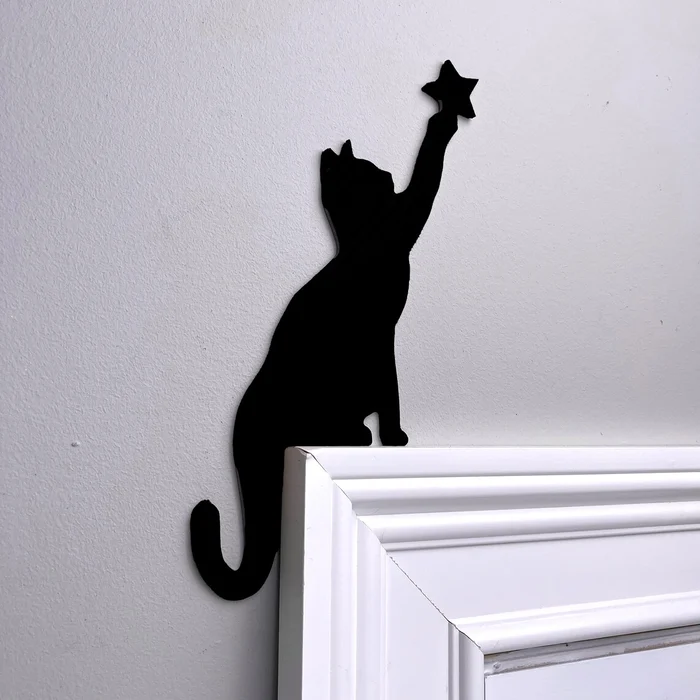 Halloween Black Cat Door Corner Sign Decoration