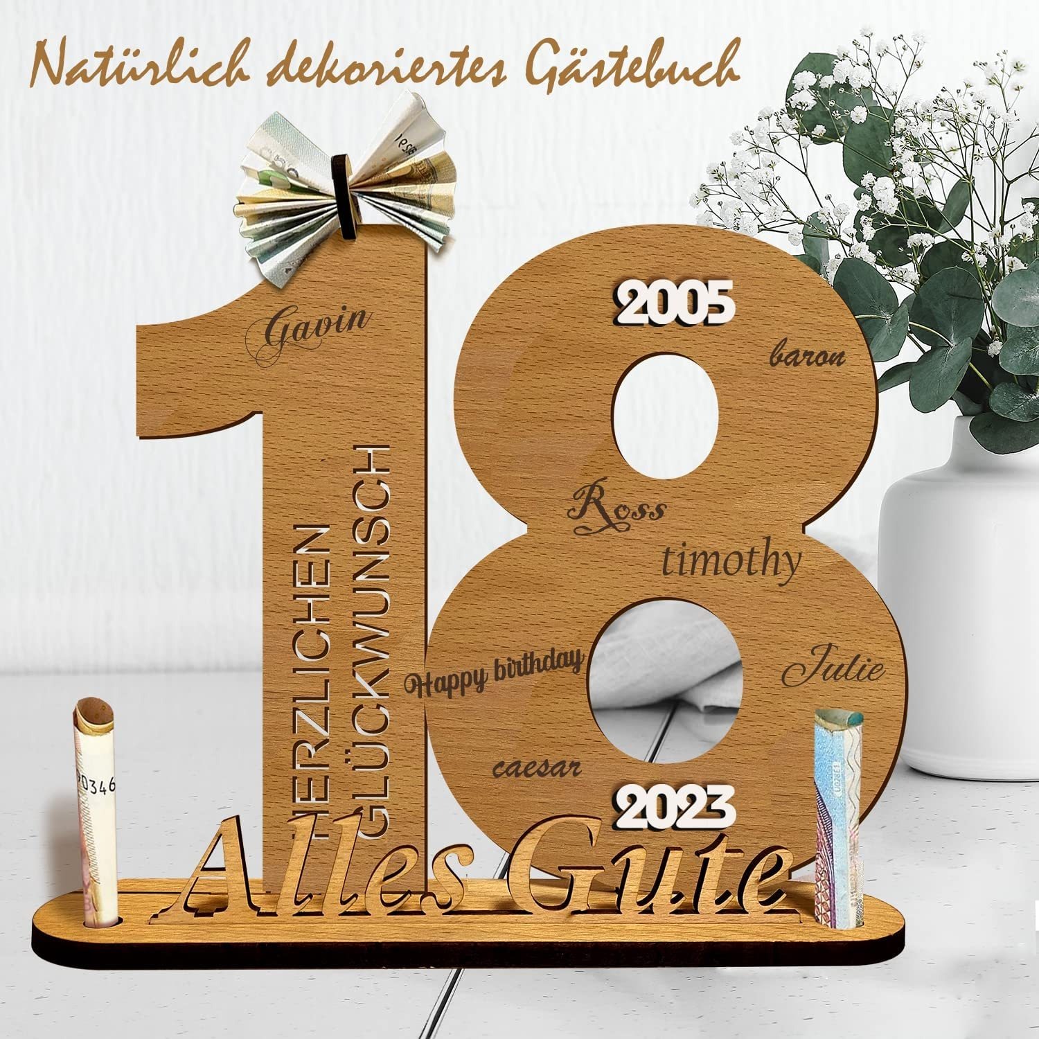 🔥BUY TWO GET 20% OFF - Wooden Sign Guest Book Birthday🎓🍰