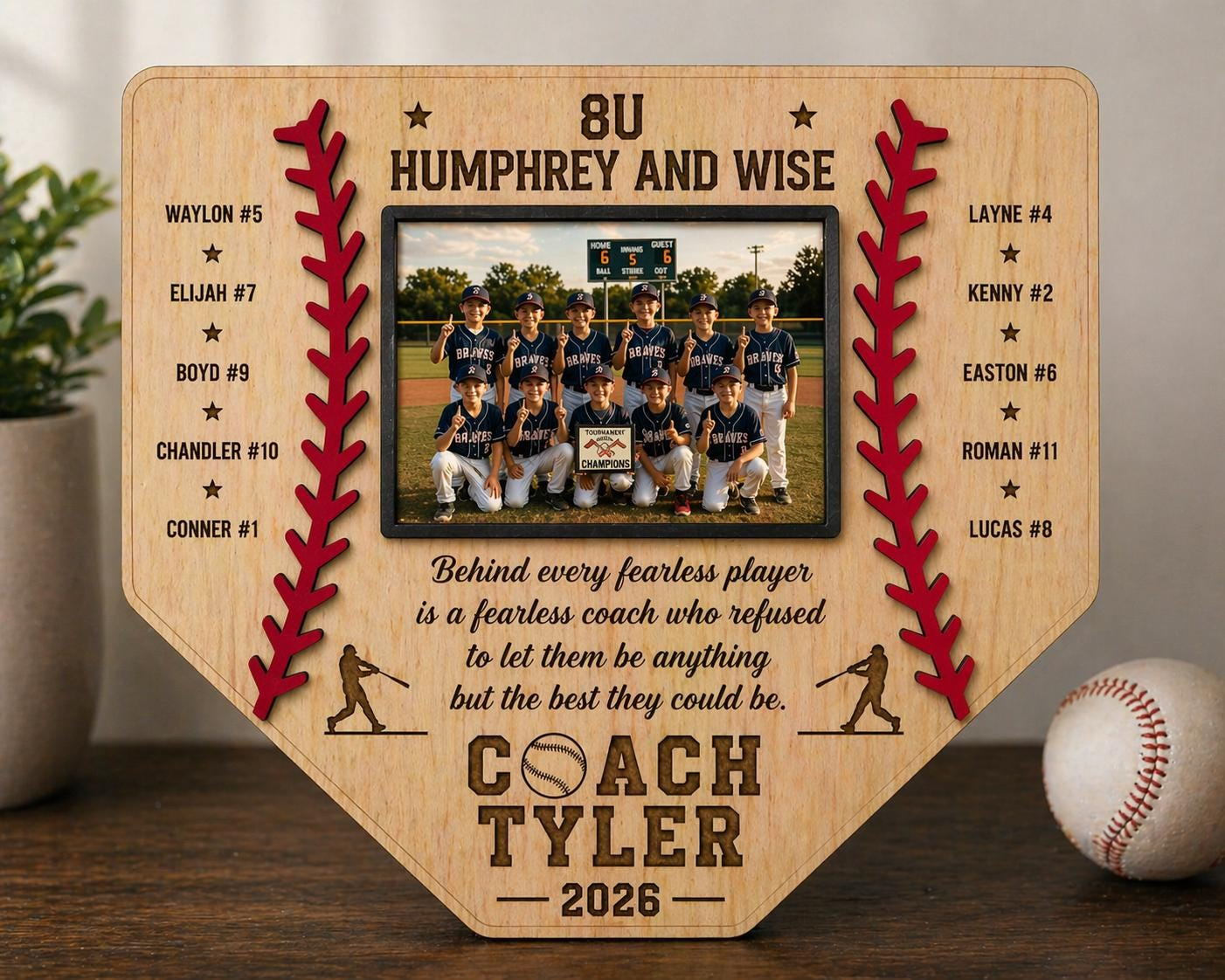 Personalized Baseball Home Plate Sign with Photo, Baseball Coach Gift