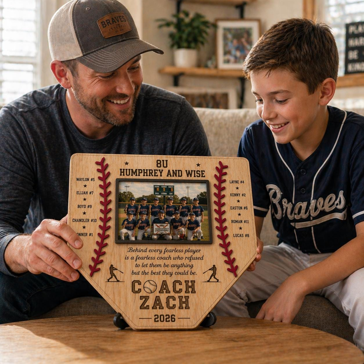 Personalized Baseball Home Plate Sign with Photo, Baseball Coach Gift