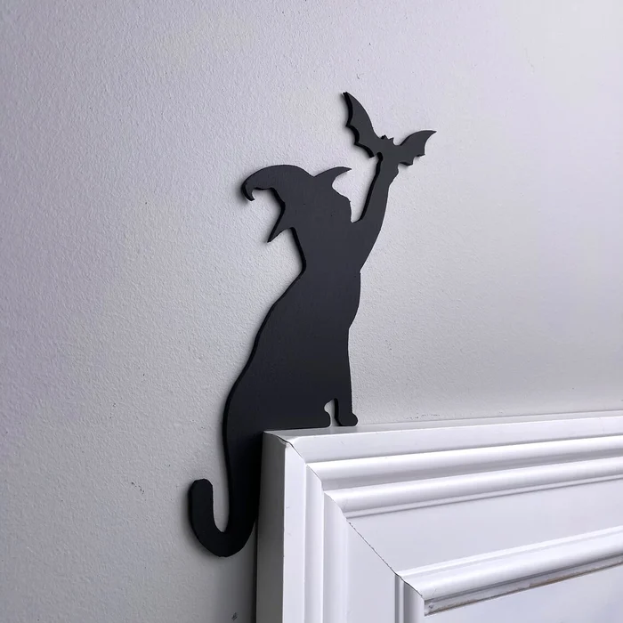 Halloween Black Cat Door Corner Sign Decoration