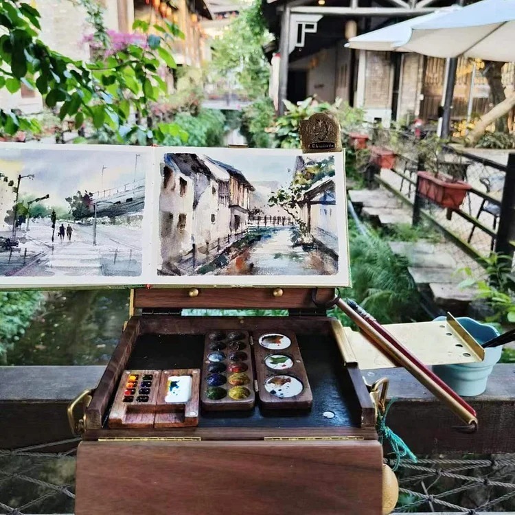 🎨🎈Portable Walnut Watercolor Palette