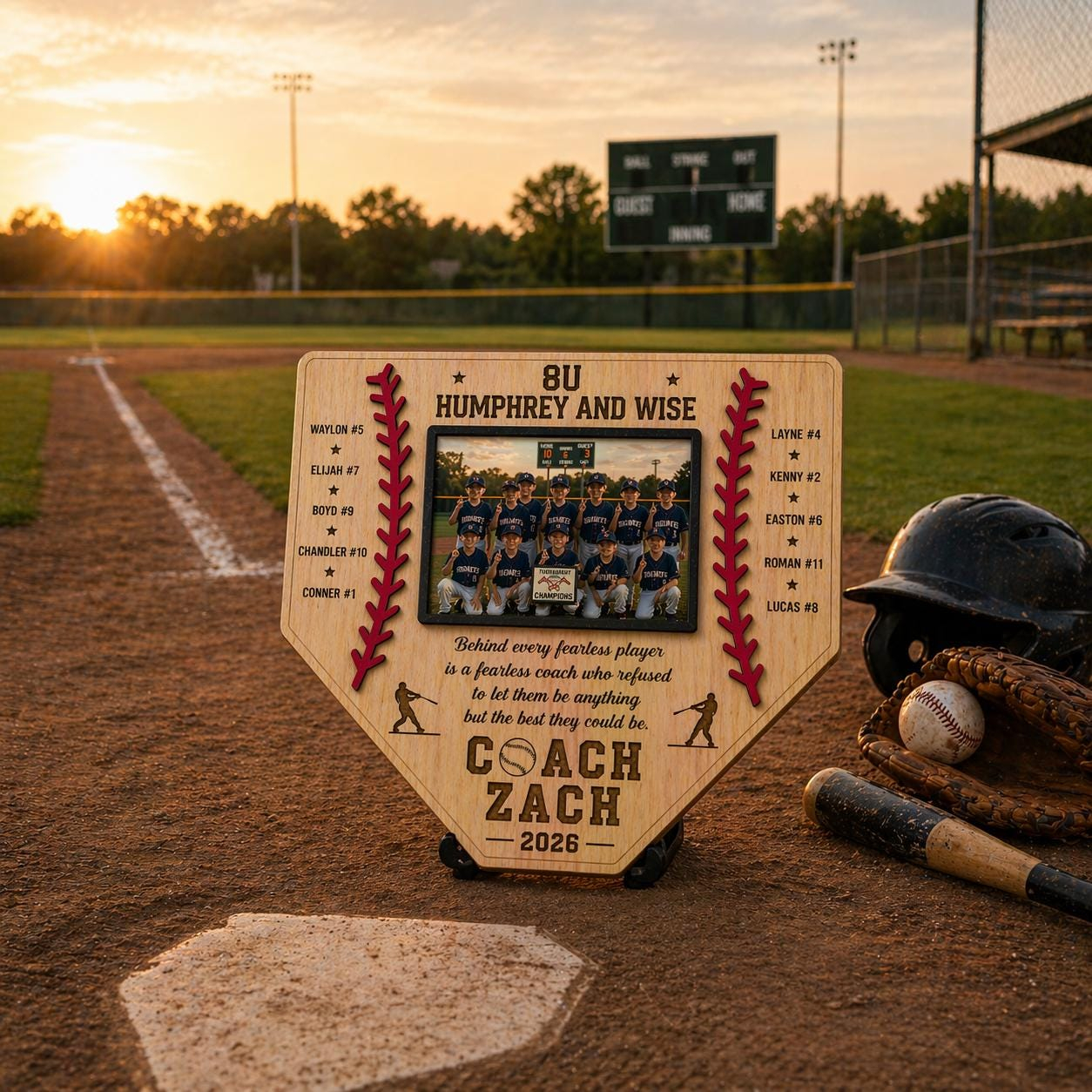 Personalized Baseball Home Plate Sign with Photo, Baseball Coach Gift