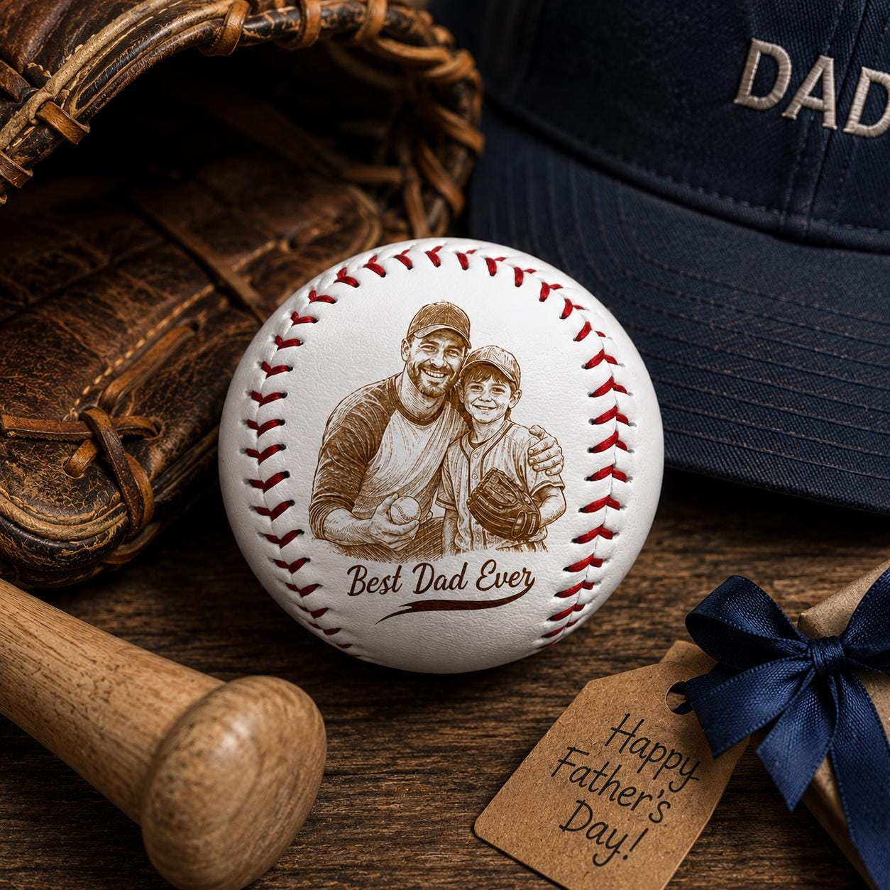 Personalized Fathers Day Gifts for Dad - Engrave Your Favorite Photo on Baseball Balls