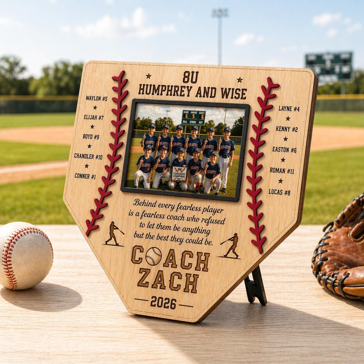 Personalized Baseball Home Plate Sign with Photo, Baseball Coach Gift