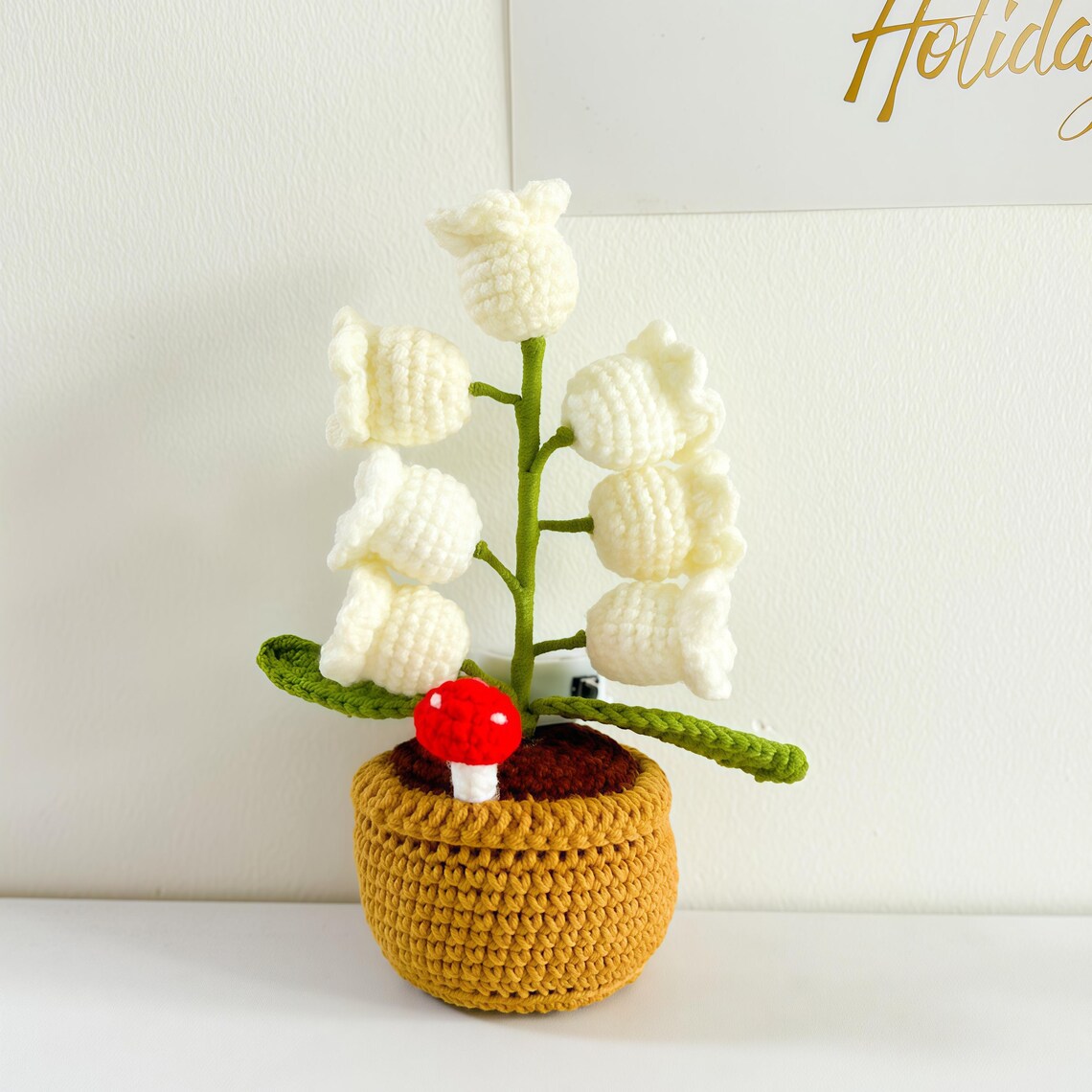 Crochet Lily of the valley Potted Plant Light Lamp
