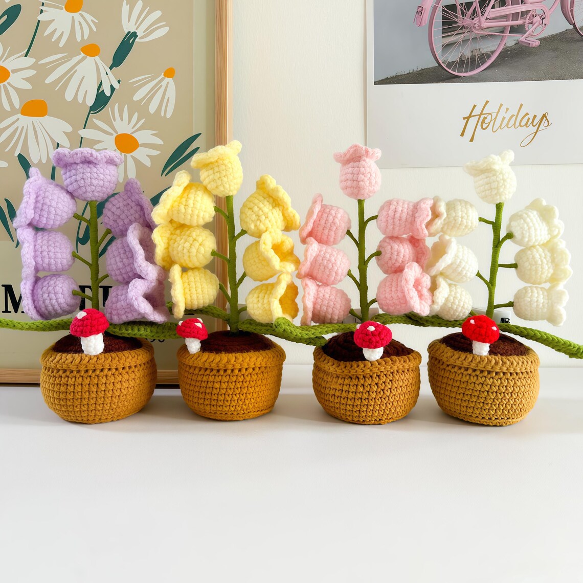 Crochet Lily of the valley Potted Plant Light Lamp
