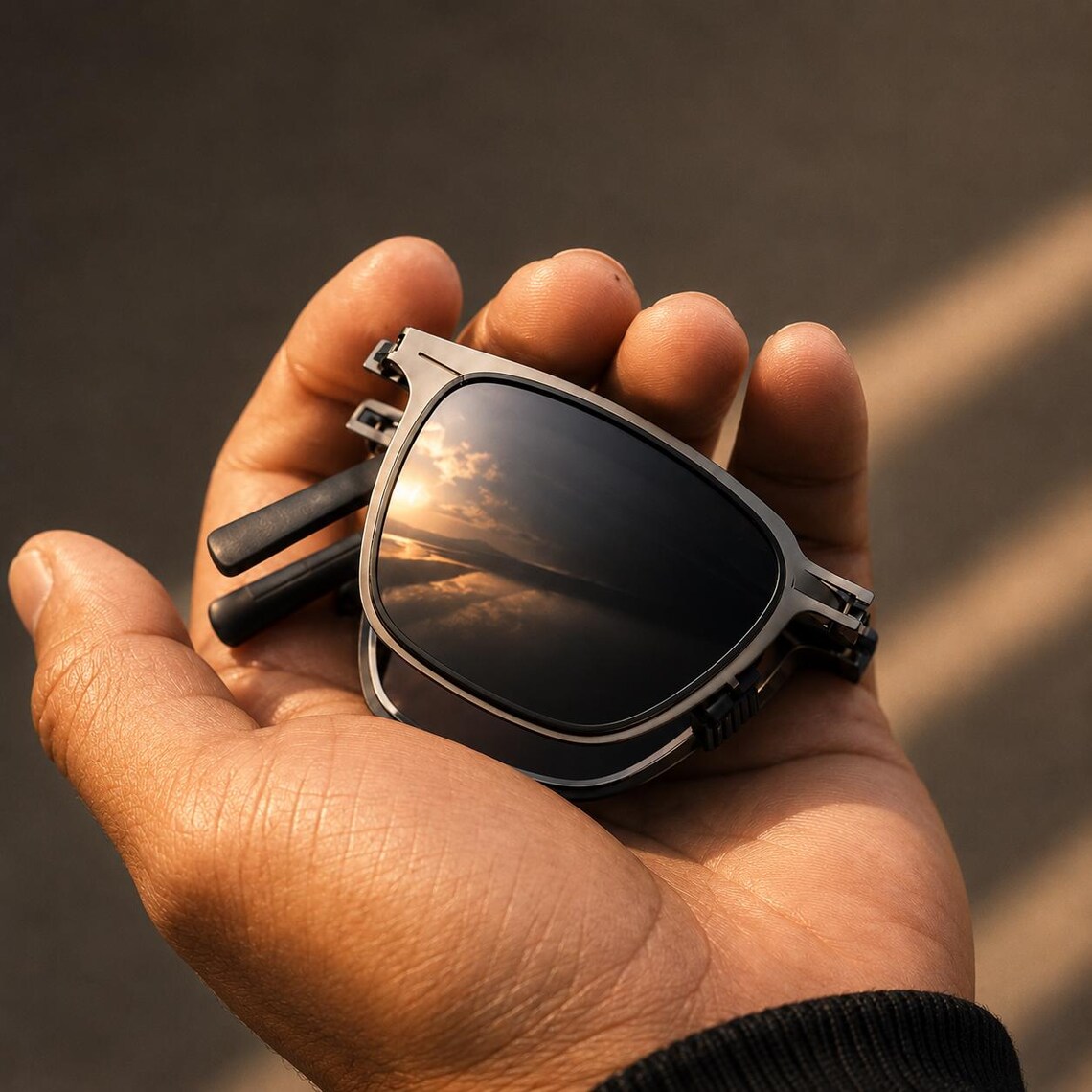 Ultra Slim Foldable Polarized Metal Square Sunglasses | Portable Travel Pocket Sunnies For Men & Women
