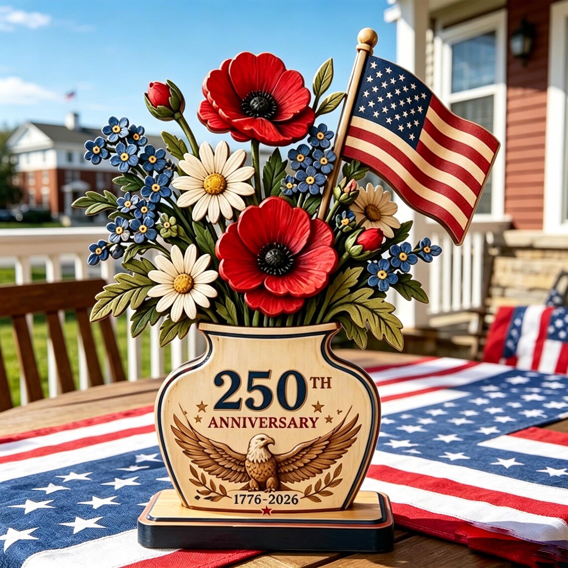 USA 250th Anniversary Desk Floral Decor 