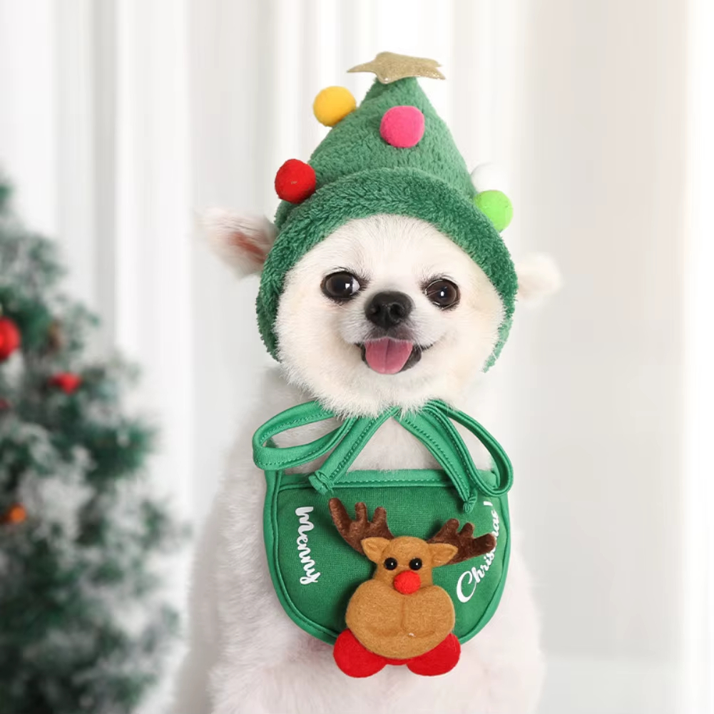 Adorable Pet Christmas Tree Pom-Pom Hat