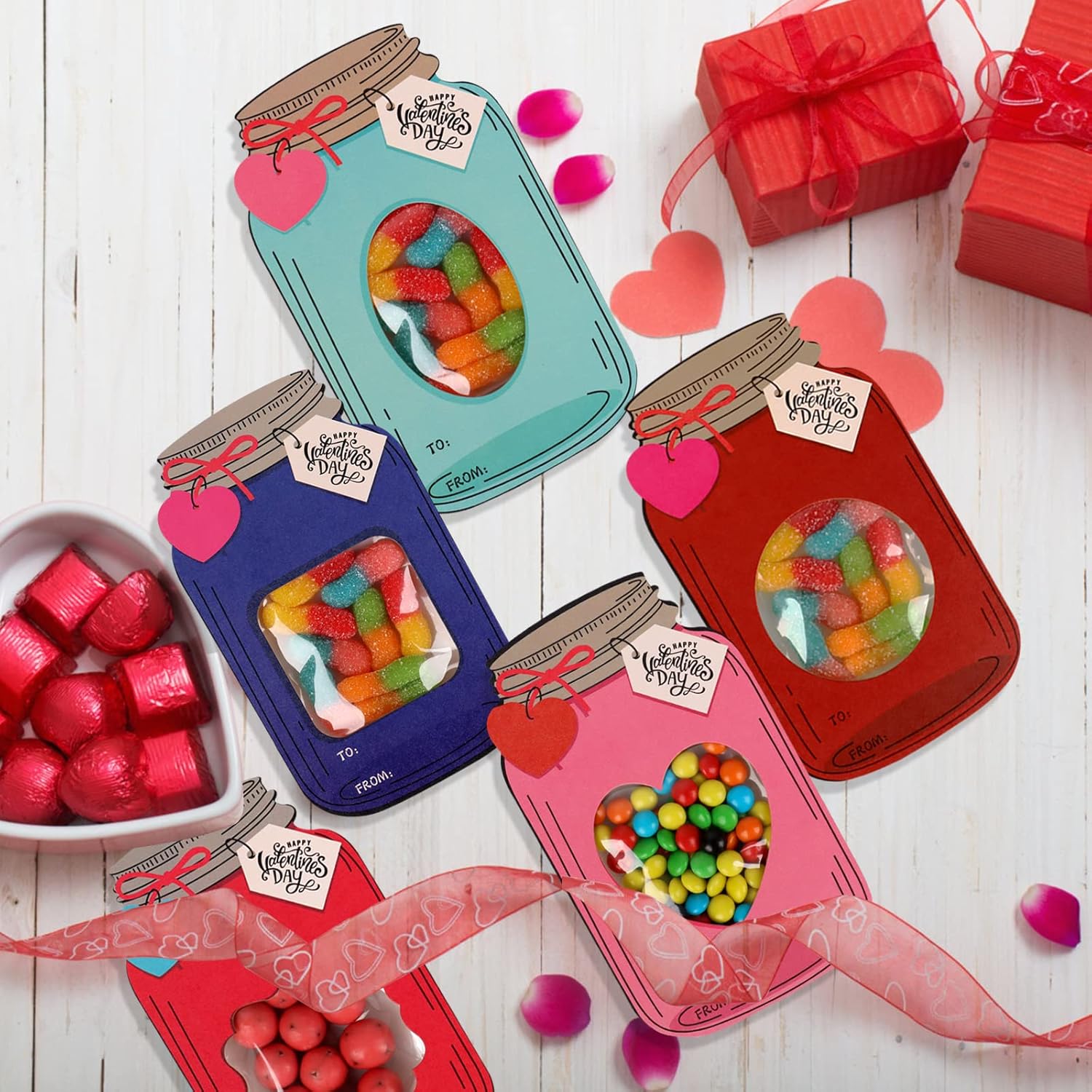 💖Mason Jar Happy Valentines Day Cards🍬