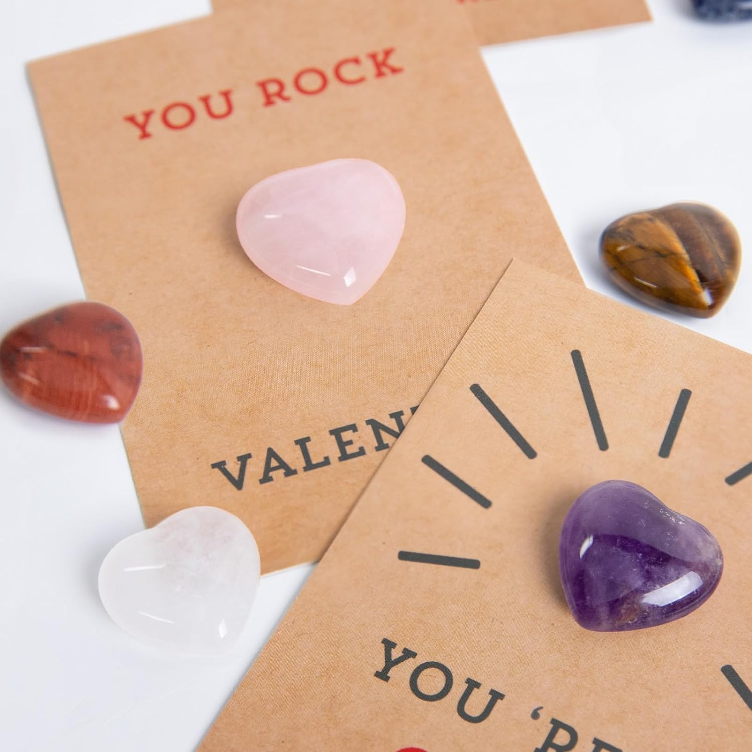 24 Packs Valentines Cards with Heart-Shape Crystals