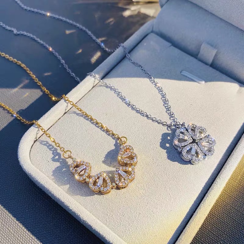 🎄Christmas Hot Sale🎁Four Leaf Heart Shape Lucky Necklace