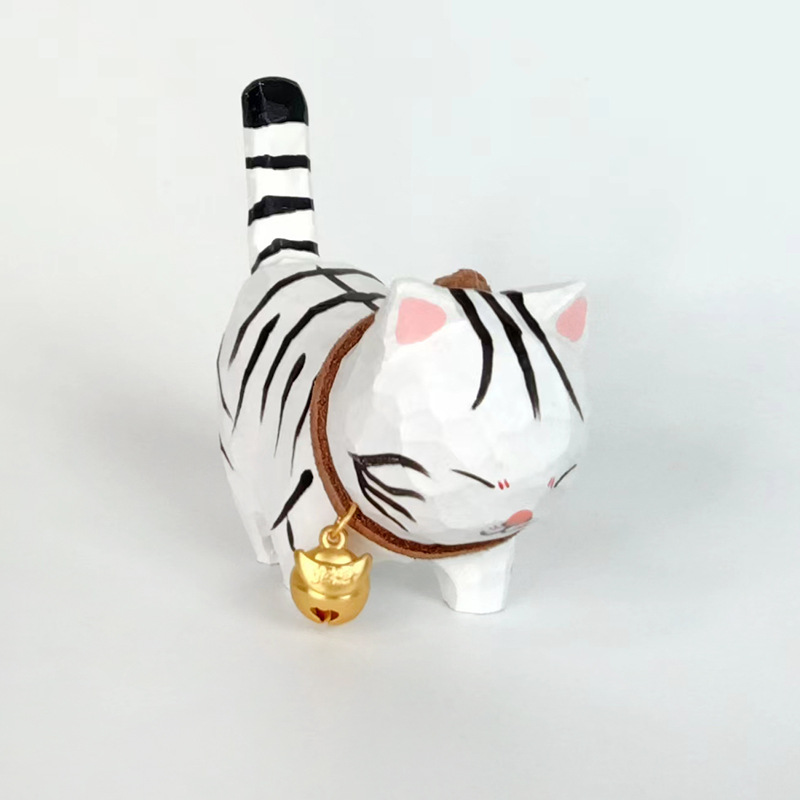 HOT SALE🔥Handmade Wooden Cat Ornament With Bell-Cute Gift🔔
