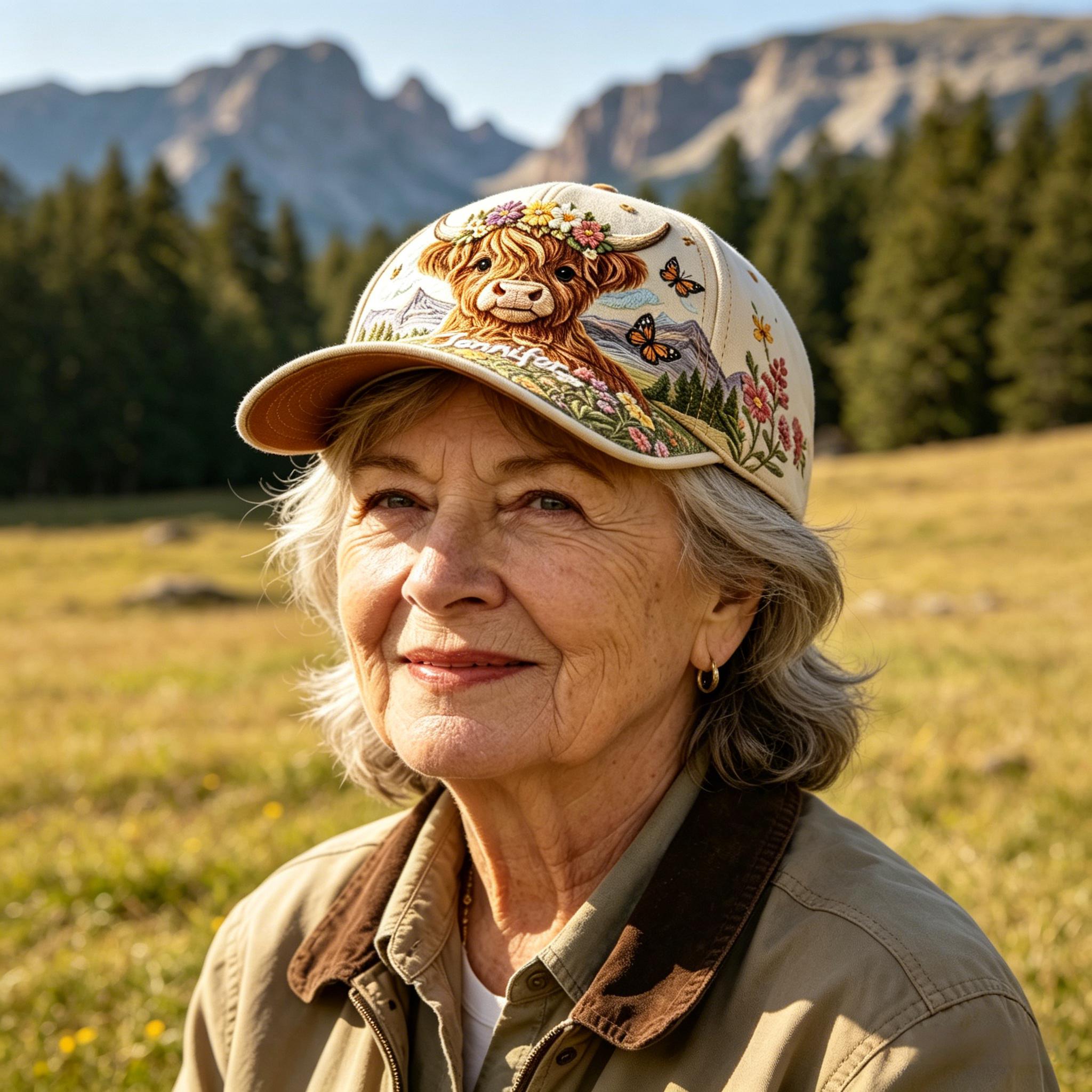 💐🦋Personalzied Floral Highland Cow Cap