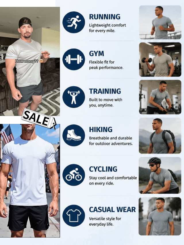 Men Reflective Stripe Crew Neck Workout Running Short Sleeve T Shirt